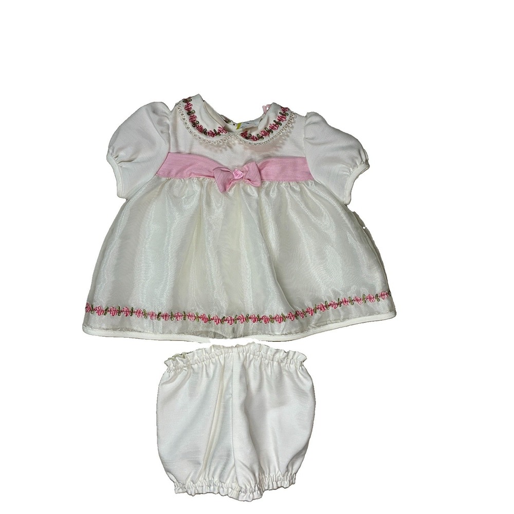 Little Bitty Vintage Infant Baby girl  Dress Set 6-9 Months Embroidered